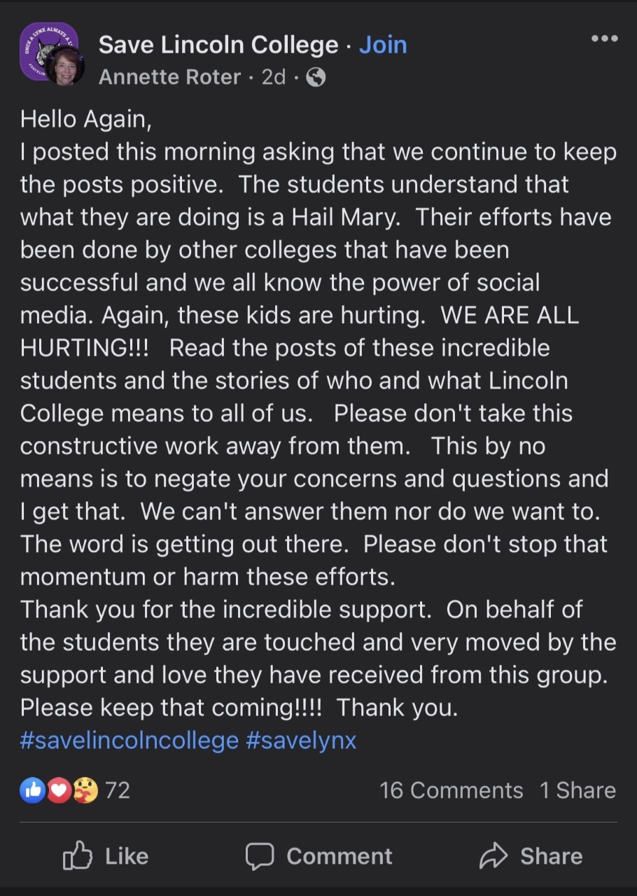 Actions Taken For Lincoln College Students - WZND Fuzed Radio